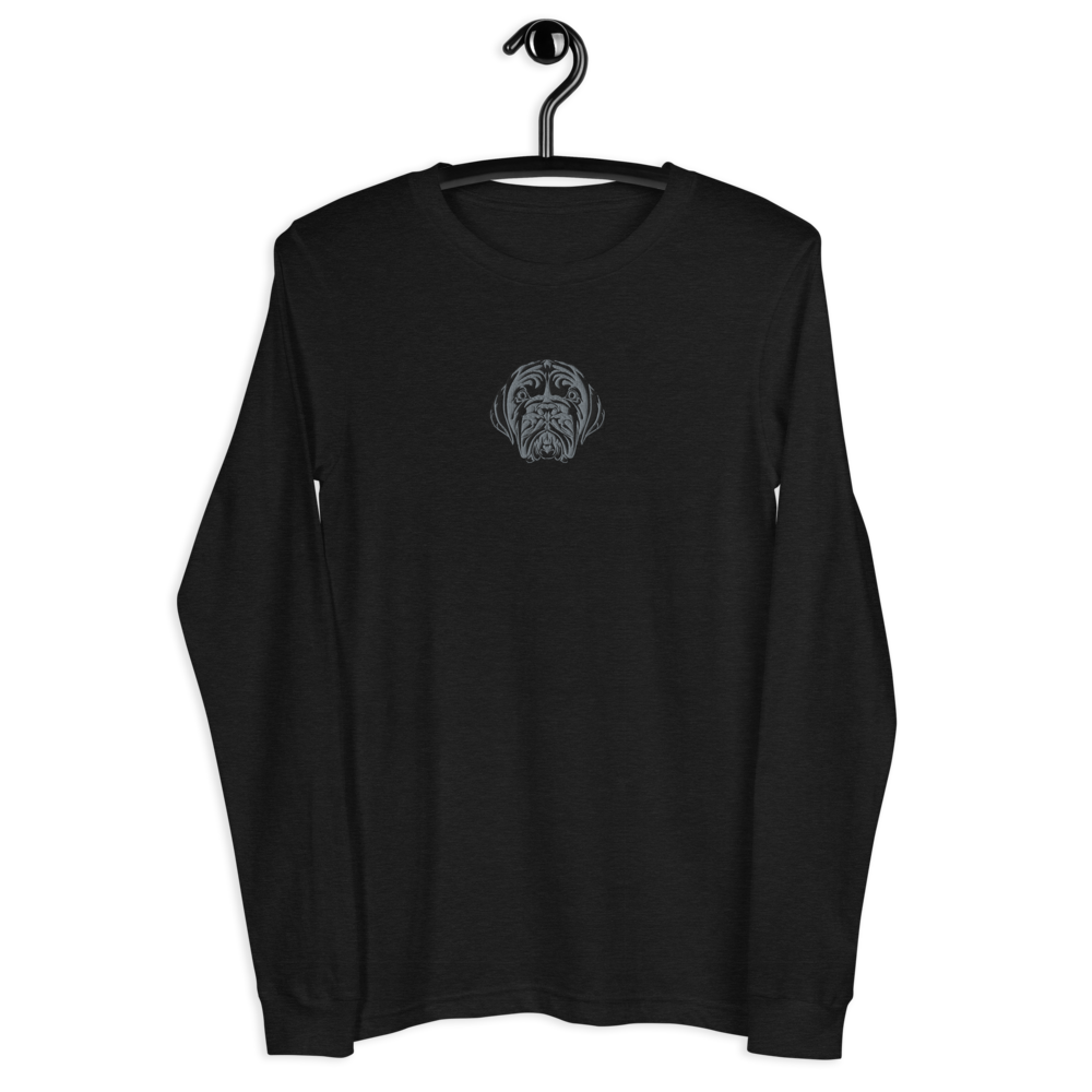 LA LINEA NEGRA (BLACK) Unisex Long Sleeve Tee (HEATHER MUAVE), Color: Black Heather, Size: XS