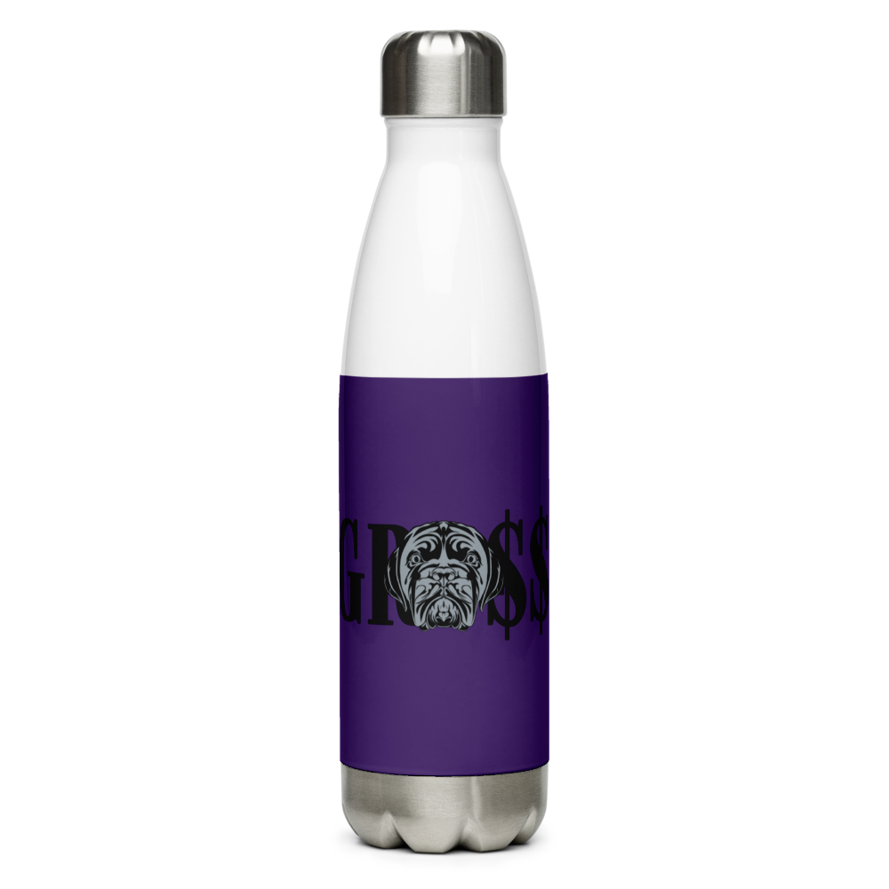 GRO$$ (BLACK)/LA LINEA NEGRA (BLACK) Stainless Steel PET Water Bottle (PURPLE)