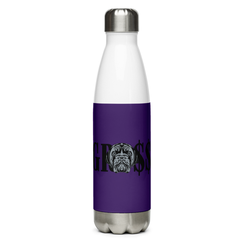 GRO$$ (BLACK)/LA LINEA NEGRA (BLACK) Stainless Steel PET Water Bottle (PURPLE)