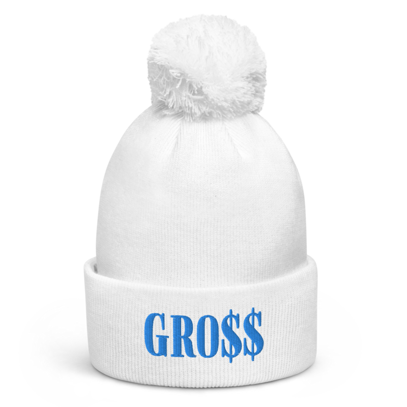 GRO$$ (BAE BLUE) Pom pom beanie (WHITE)
