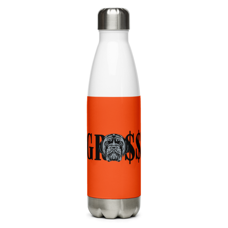 GRO$$ (BLACK)/LA LINEA NEGRA (BLACK) Stainless Steel PET Water Bottle (OUTRAGEOUS ORANGE)