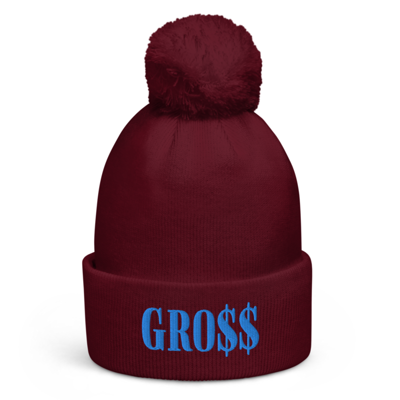 GRO$$ (BAE BLUE) Pom pom beanie (MAROON)