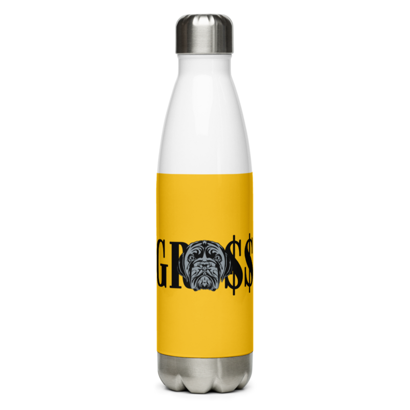 GRO$$ (BLACK)/LA LINEA NEGRA (BLACK) Stainless Steel PET Water Bottle (YELLOW)