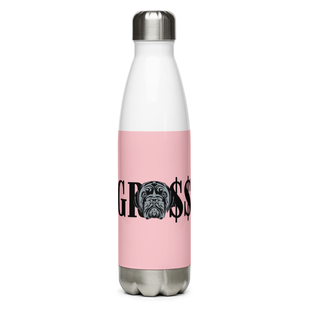 GRO$$ (BLACK)/LA LINEA NEGRA (BLACK) Stainless Steel PET Water Bottle (PINK)