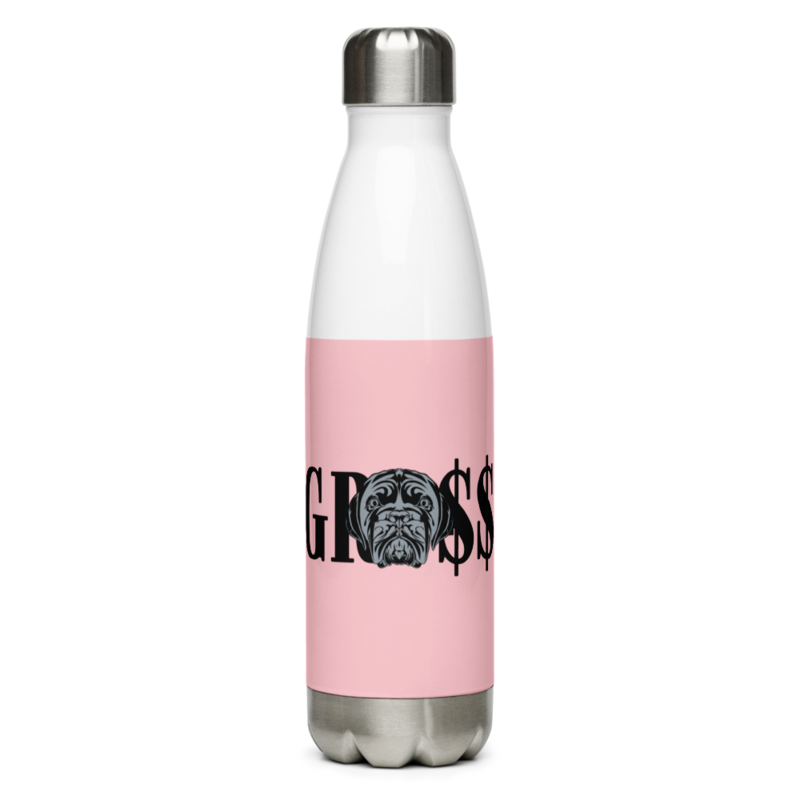 GRO$$ (BLACK)/LA LINEA NEGRA (BLACK) Stainless Steel PET Water Bottle (PINK)