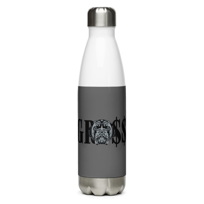 GRO$$ (BLACK)/LA LINEA NEGRA (BLACK) Stainless Steel PET Water Bottle (GREY)