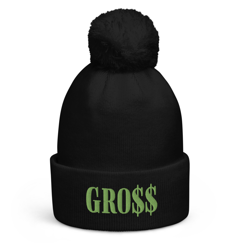 GRO$$ (KIWI GREEN) Pom pom beanie (MOSS  GREEN), Color: Black