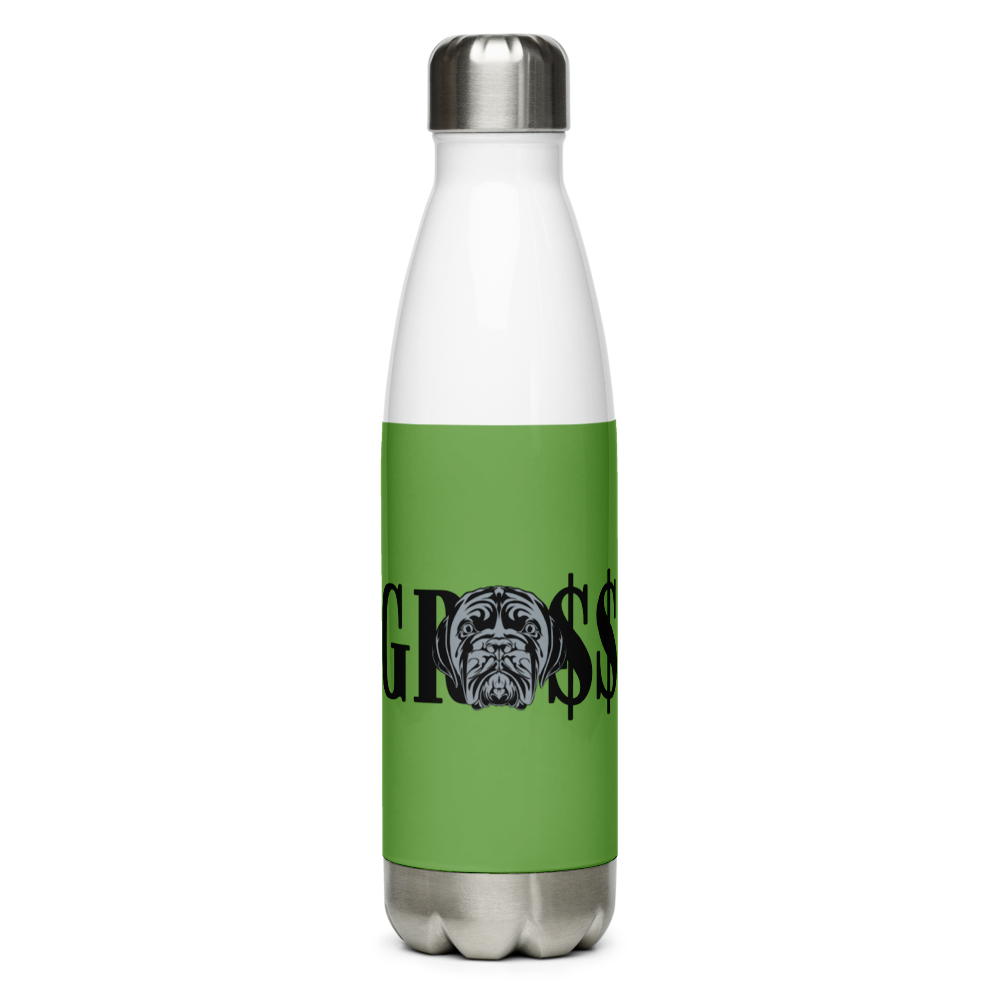 GRO$$ (BLACK)/LA LINEA NEGRA (BLACK) Stainless Steel PET Water Bottle (GREEN)