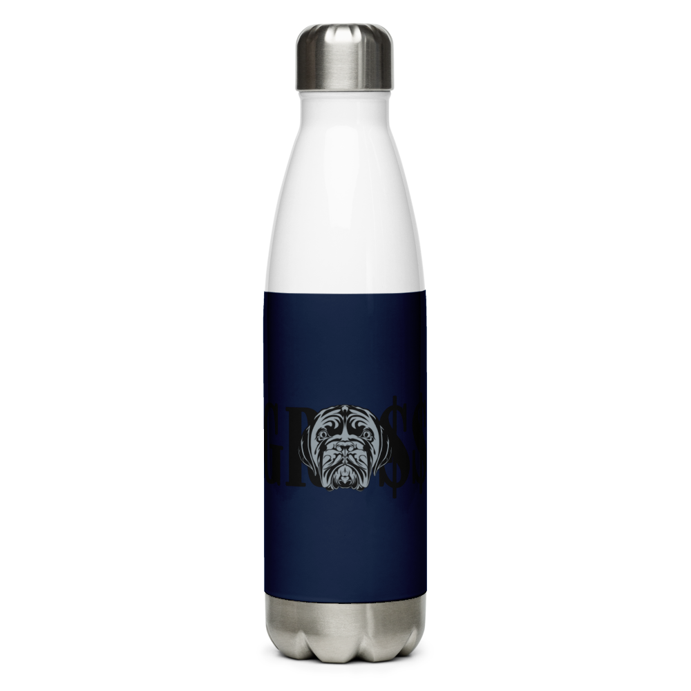 GRO$$ (BLACK)/LA LINEA NEGRA (BLACK) Stainless Steel PET Water Bottle (NAVY BLUE)