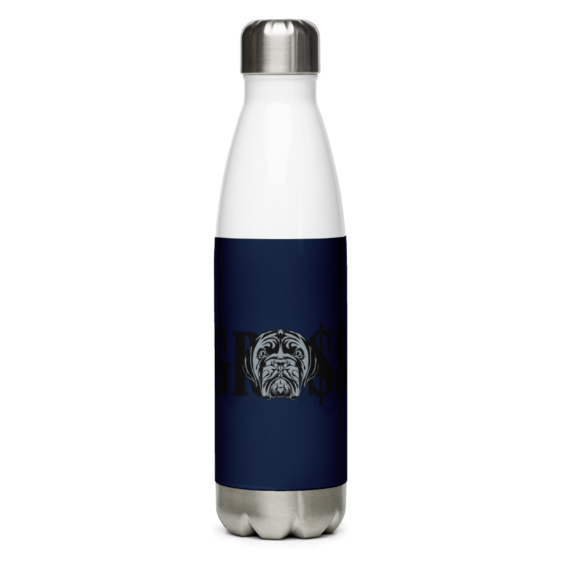 GRO$$ (BLACK)/LA LINEA NEGRA (BLACK) Stainless Steel PET Water Bottle (NAVY BLUE)