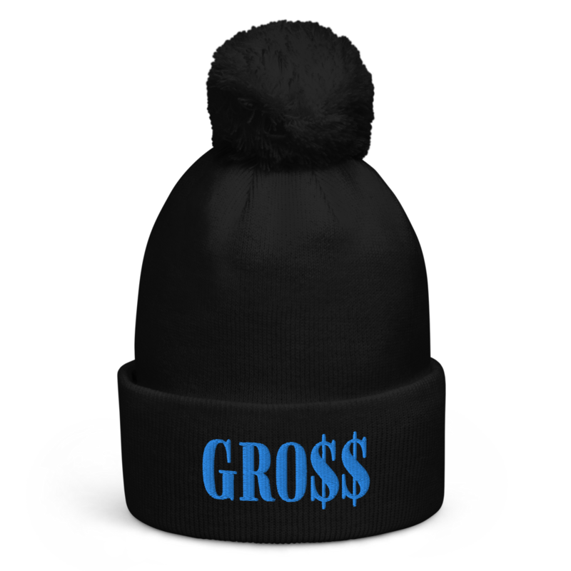 GRO$$ (BAE BLUE) Pom pom beanie (BLACK)