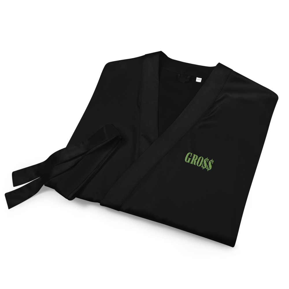GRO$$ (KIWI GREEN) Satin robe (BLACK)