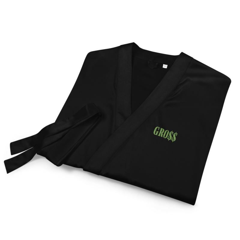 GRO$$ (KIWI GREEN) Satin robe (BLACK)