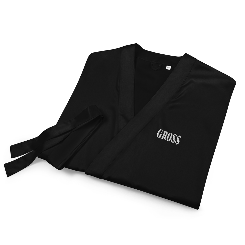 GRO$$ (WHITE) Satin robe (BLACK)