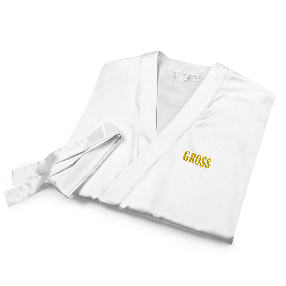 GRO$$ (YELLOW GOLD) Satin robe (WHITE)