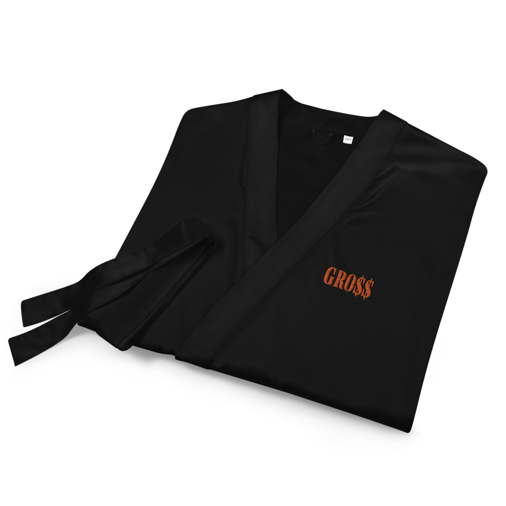 GRO$$ (AUTUMN ORANGE) Satin robe (BLACK)