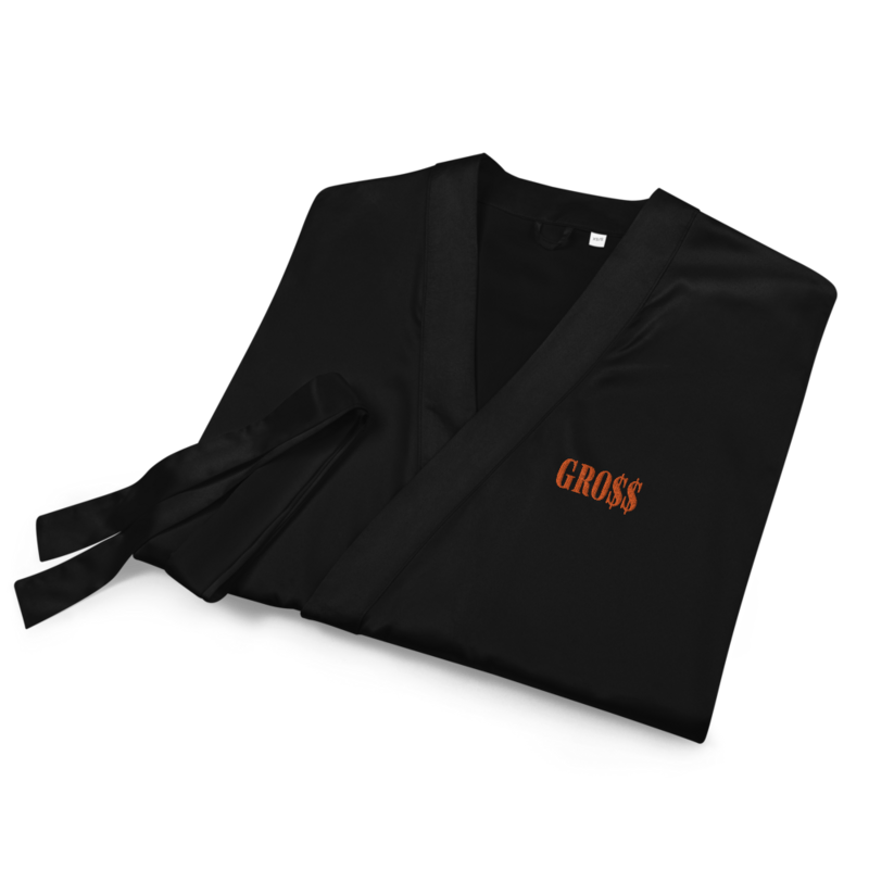 GRO$$ (AUTUMN ORANGE) Satin robe (BLACK)