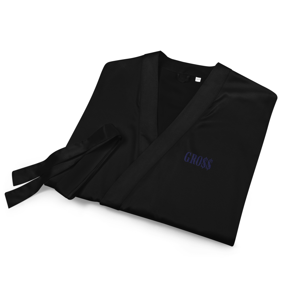GRO$$ (NAVY BLUE) Satin robe (BLACK)