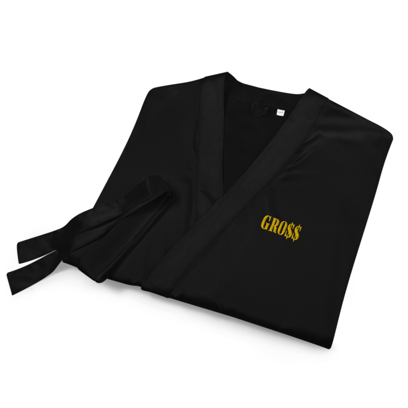 GRO$$ (YELLOW GOLD) Satin robe (BLACK)