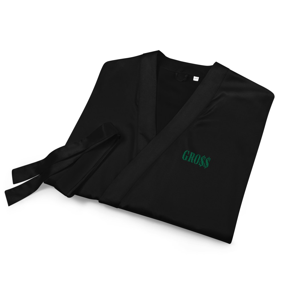 GRO$$ (KELLY GREEN) Satin robe (BLACK)