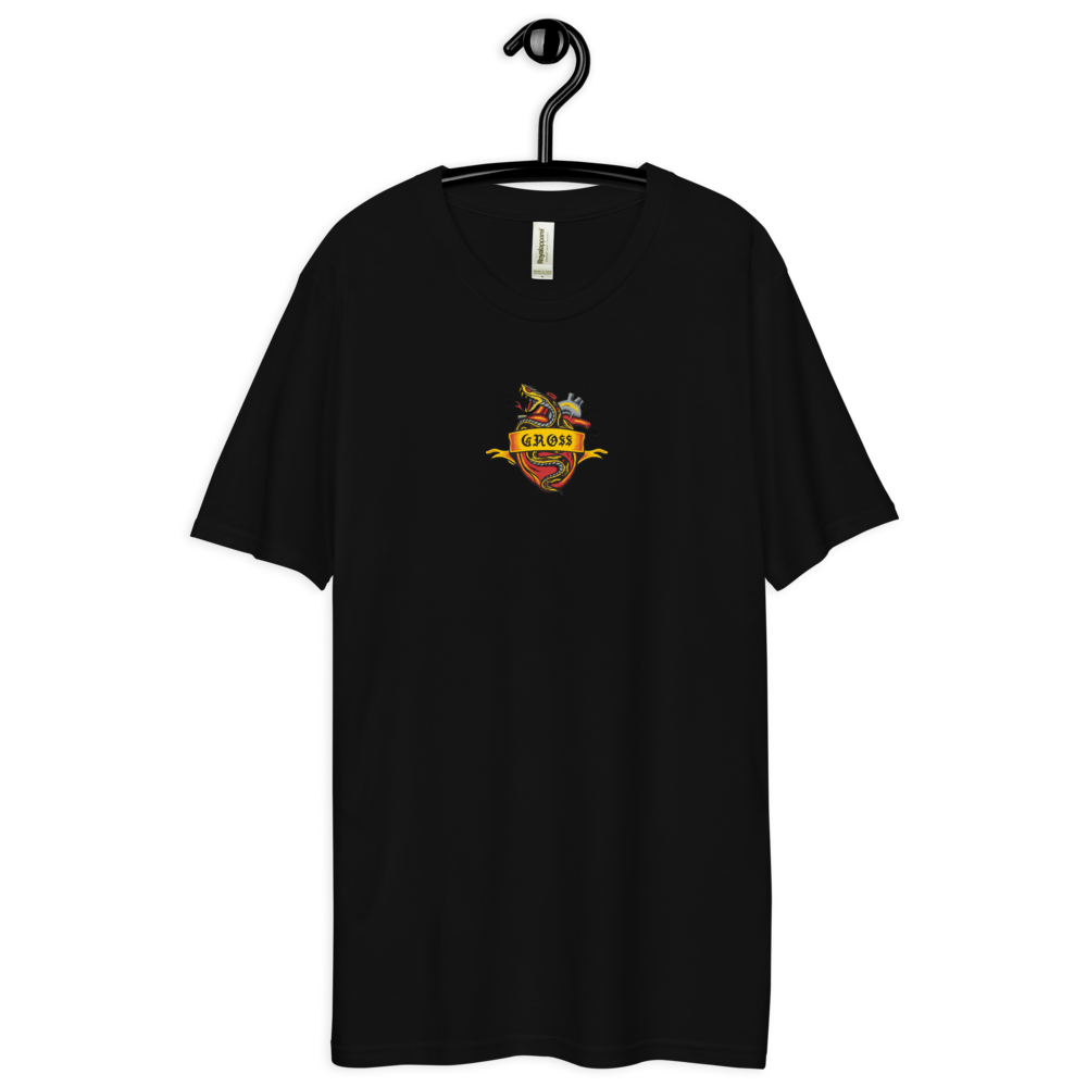 GRO$$ VENOM HEART Unisex premium viscose hemp t-shirt (CAVIAR BLACK), Color: Caviar, Size: S