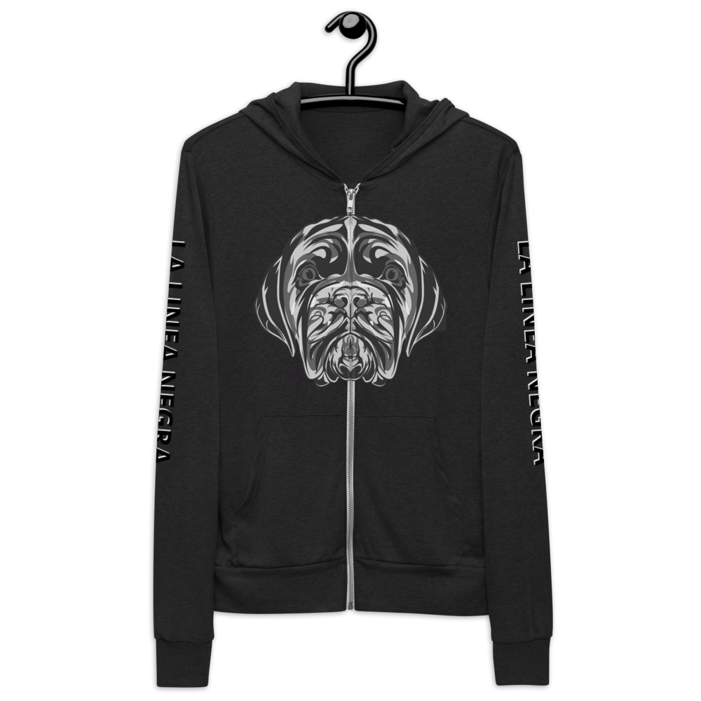 LA LINEA NEGRA (BLACK)/"LA LINEA NEGRA" (BLACK/WHITE) Unisex zip hoodie (CHARCOAL BLACK)