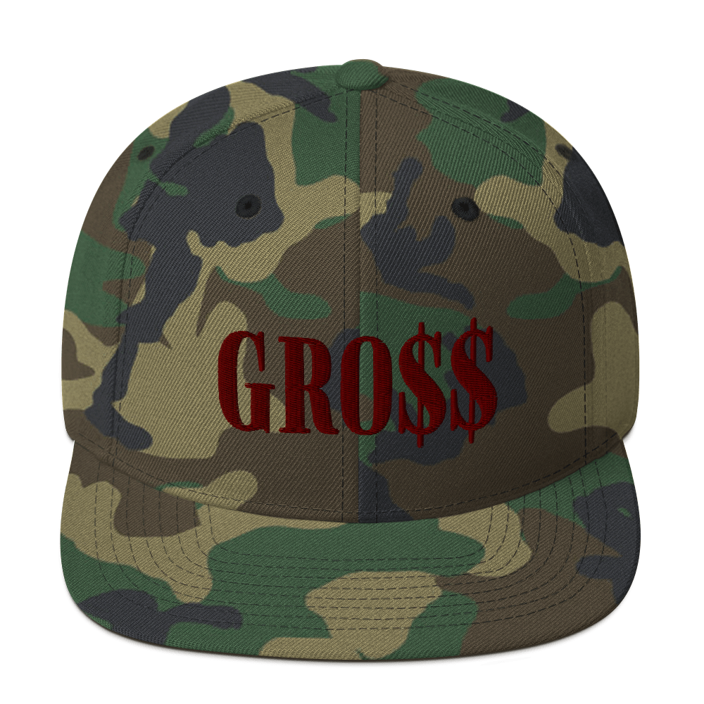 GRO$$ (MAROON) Snapback Hat (GREEN CAMO)