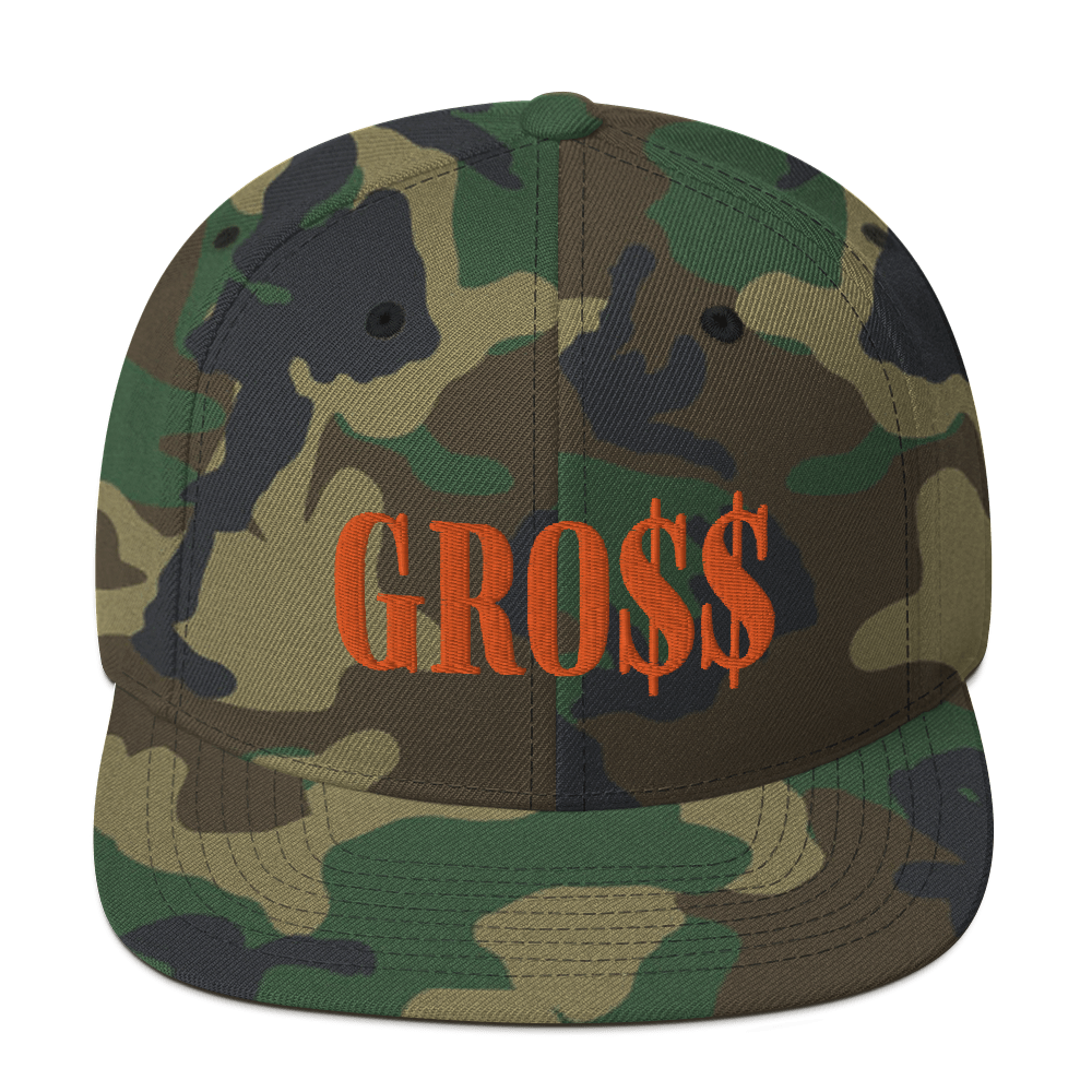  GRO$$ (AUTUMN ORANGE) Snapback Hat (GREEN CAMO)