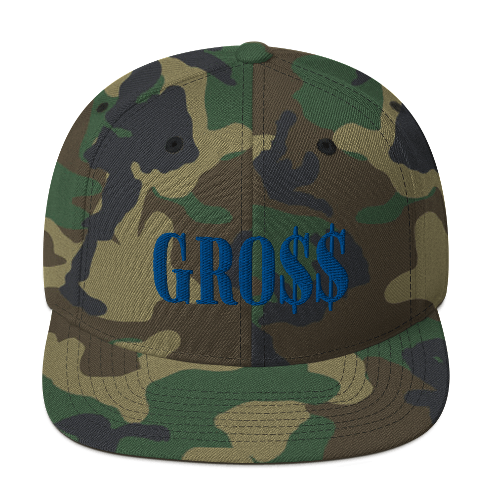  GRO$$ (ROYAL BLUE) Snapback Hat (GREEN CAMO)