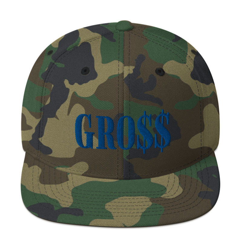  GRO$$ (ROYAL BLUE) Snapback Hat (GREEN CAMO)