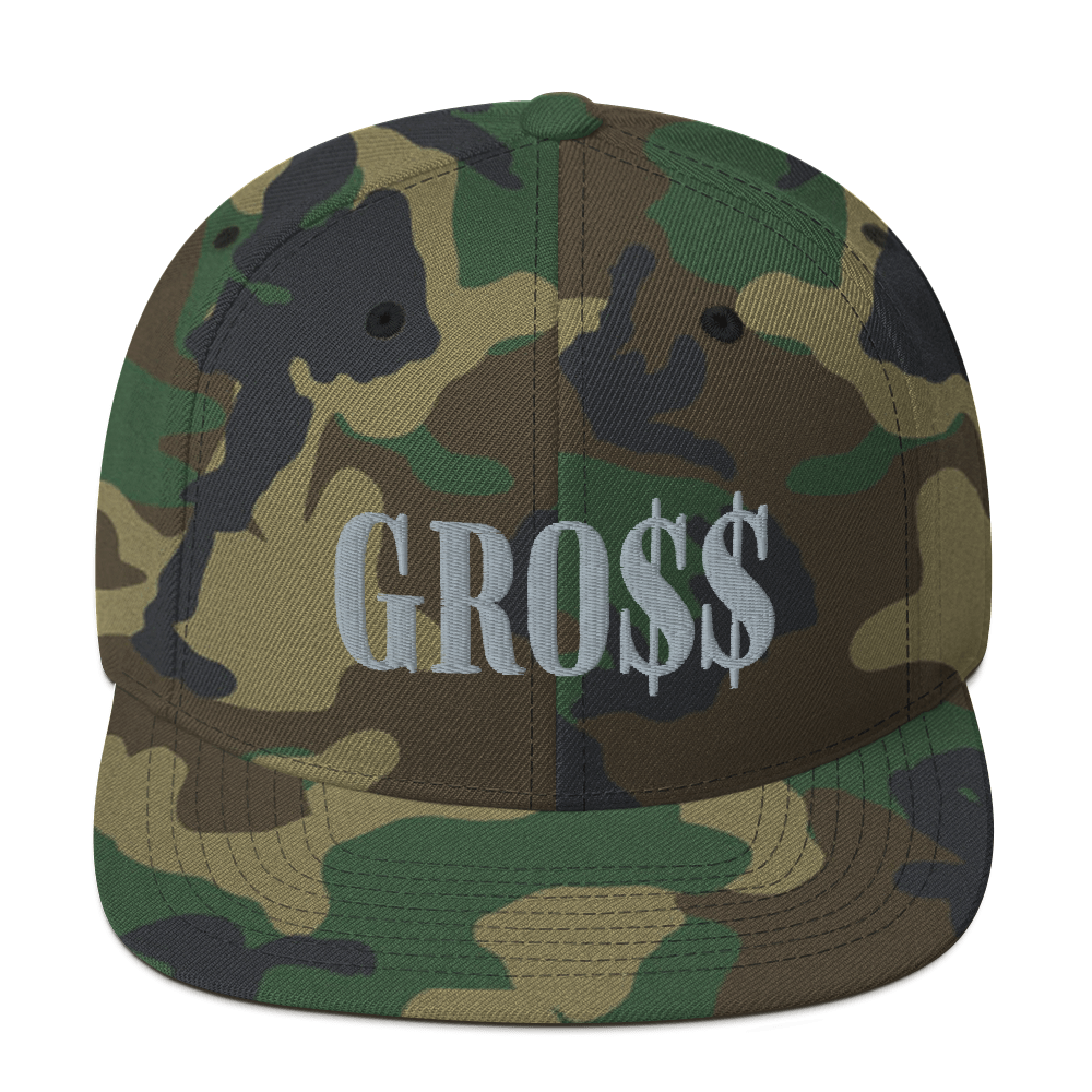  GRO$$ (GREY) Snapback Hat (GREEN CAMO)