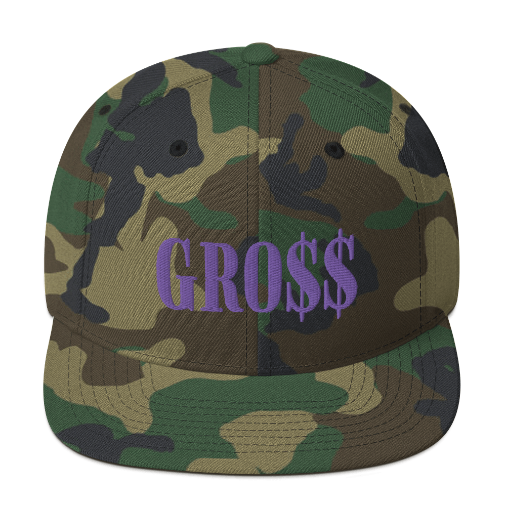 GRO$$ (LILAC PURPLE) Snapback Hat (GREEN CAMO)