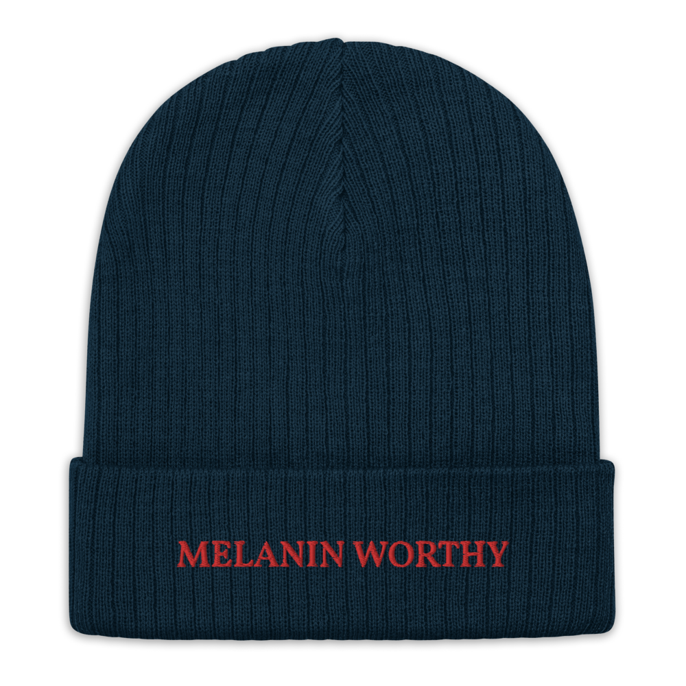 MELANIN WORHTY (RED) ECO FRIENDLY cuffed beanie (NAVY BLUE)