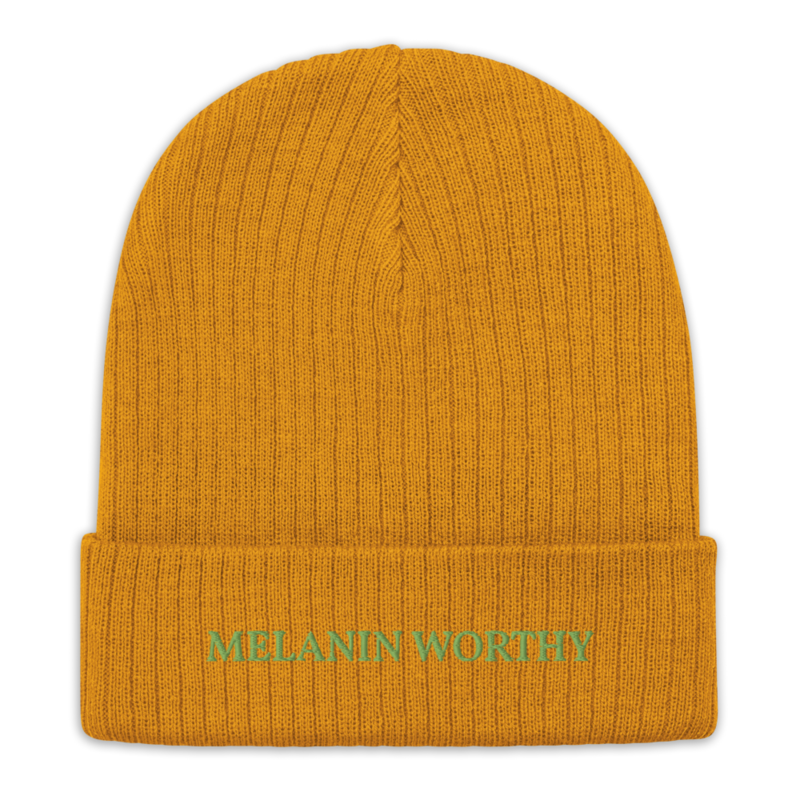 MELANIN WORHTY (KIWI GREEN) ECO FRIENDLY cuffed beanie (MUSTARD YELLOW)