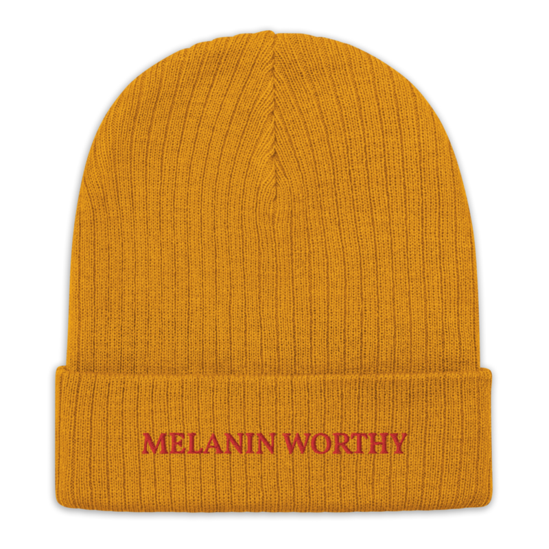 MELANIN WORHTY (RED) ECO FRIENDLY cuffed beanie (MUSTARD YELLOW)