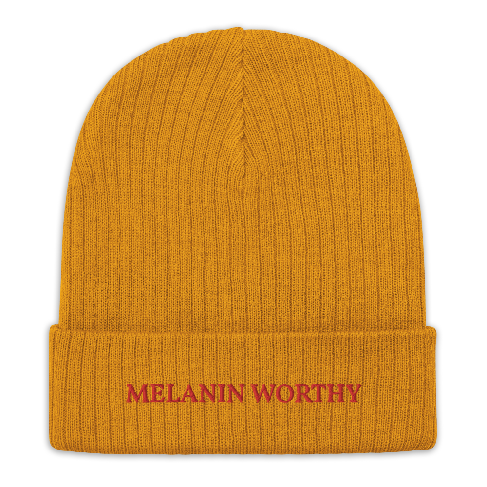 MELANIN WORHTY (RED) ECO FRIENDLY cuffed beanie (MUSTARD YELLOW)