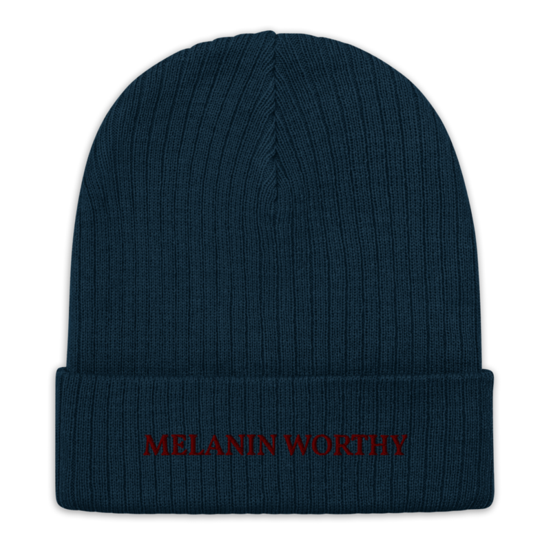 MELANIN WORHTY (PLUM) ECO FRIENDLY cuffed beanie (NAVY BLUE)