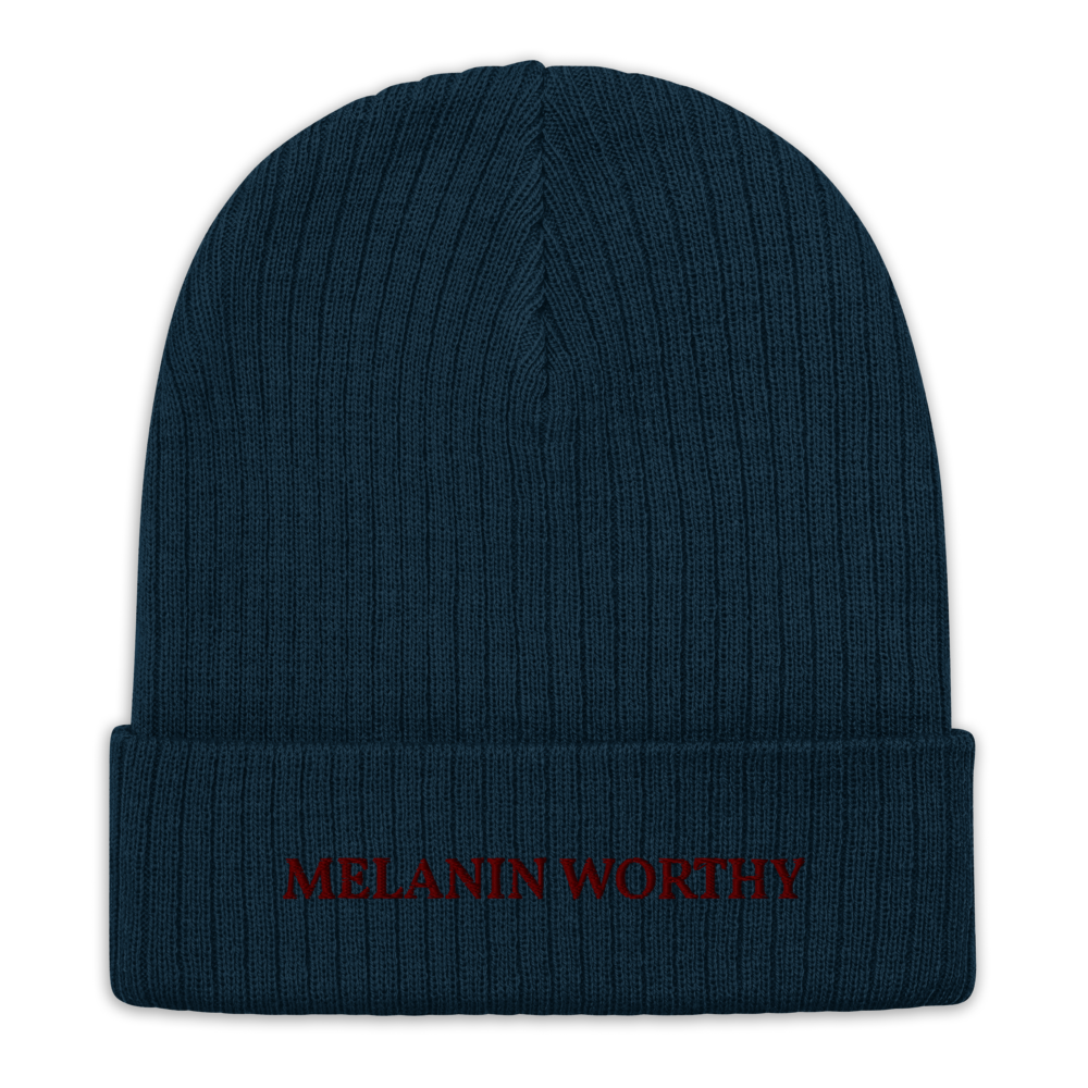 MELANIN WORHTY (PLUM) ECO FRIENDLY cuffed beanie (NAVY BLUE)
