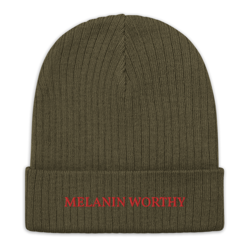 MELANIN WORHTY (RED) ECO FRIENDLY cuffed beanie (OLIVE GREEN)
