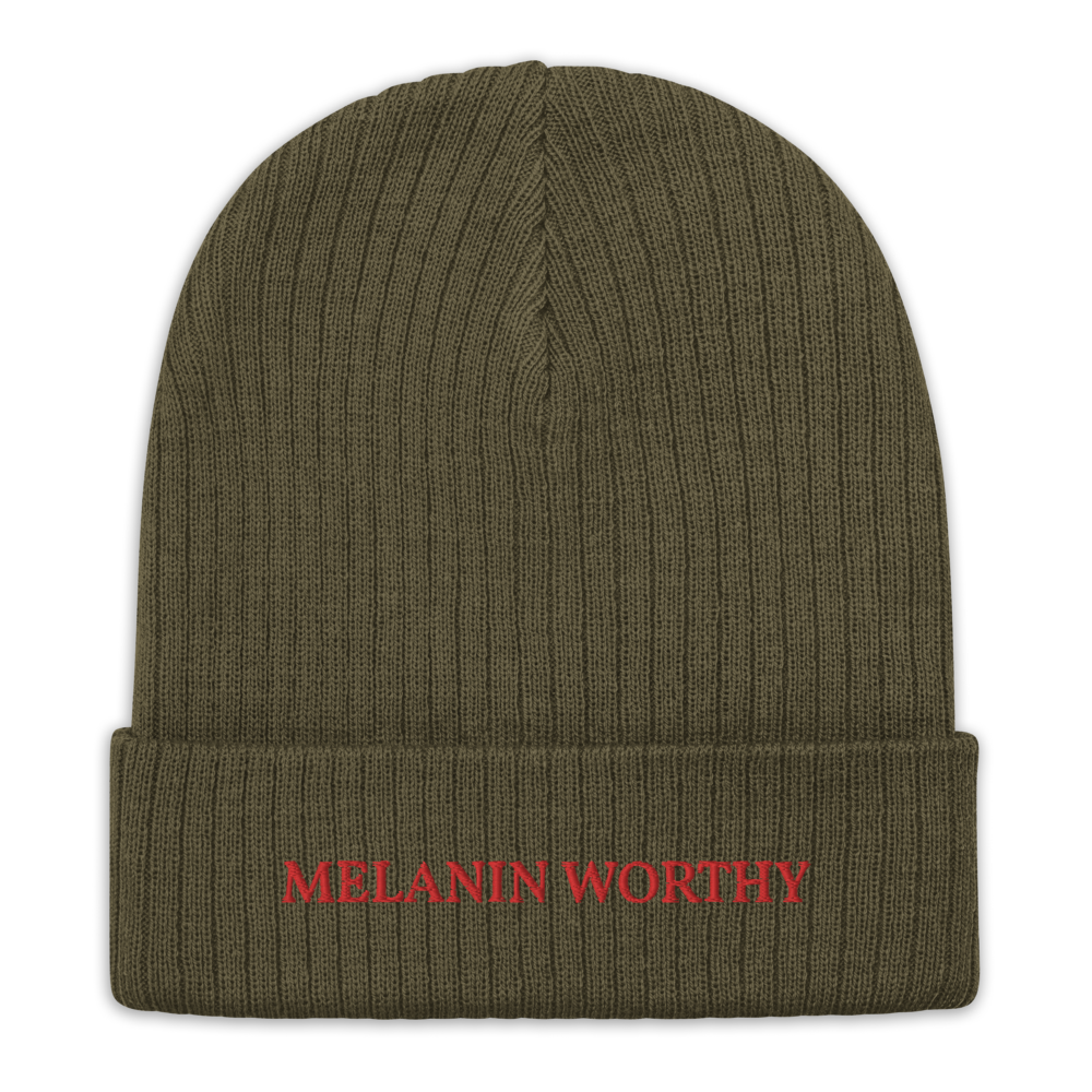 MELANIN WORHTY (RED) ECO FRIENDLY cuffed beanie (OLIVE GREEN)