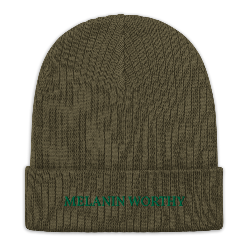 MELANIN WORHTY (KELLY GREEN) ECO FRIENDLY cuffed beanie (OLIVE GREEN)