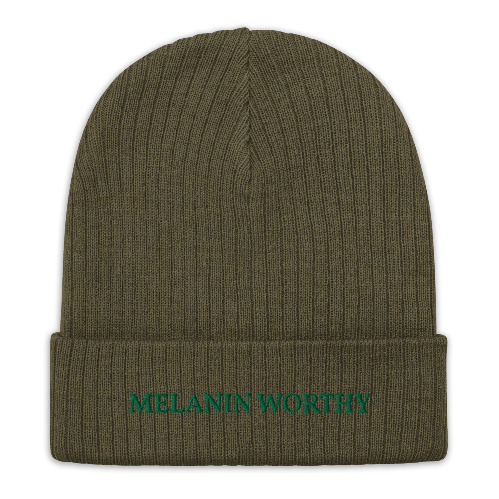 MELANIN WORHTY (KELLY GREEN) ECO FRIENDLY cuffed beanie (OLIVE GREEN)