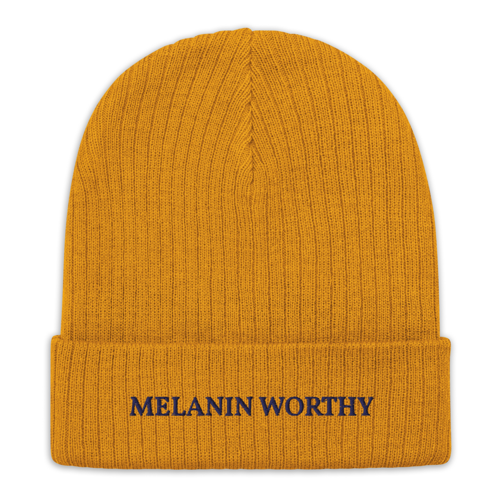 MELANIN WORHTY (NAVY BLUE) ECO FRIENDLY cuffed beanie (MUSTARD YELLOW)