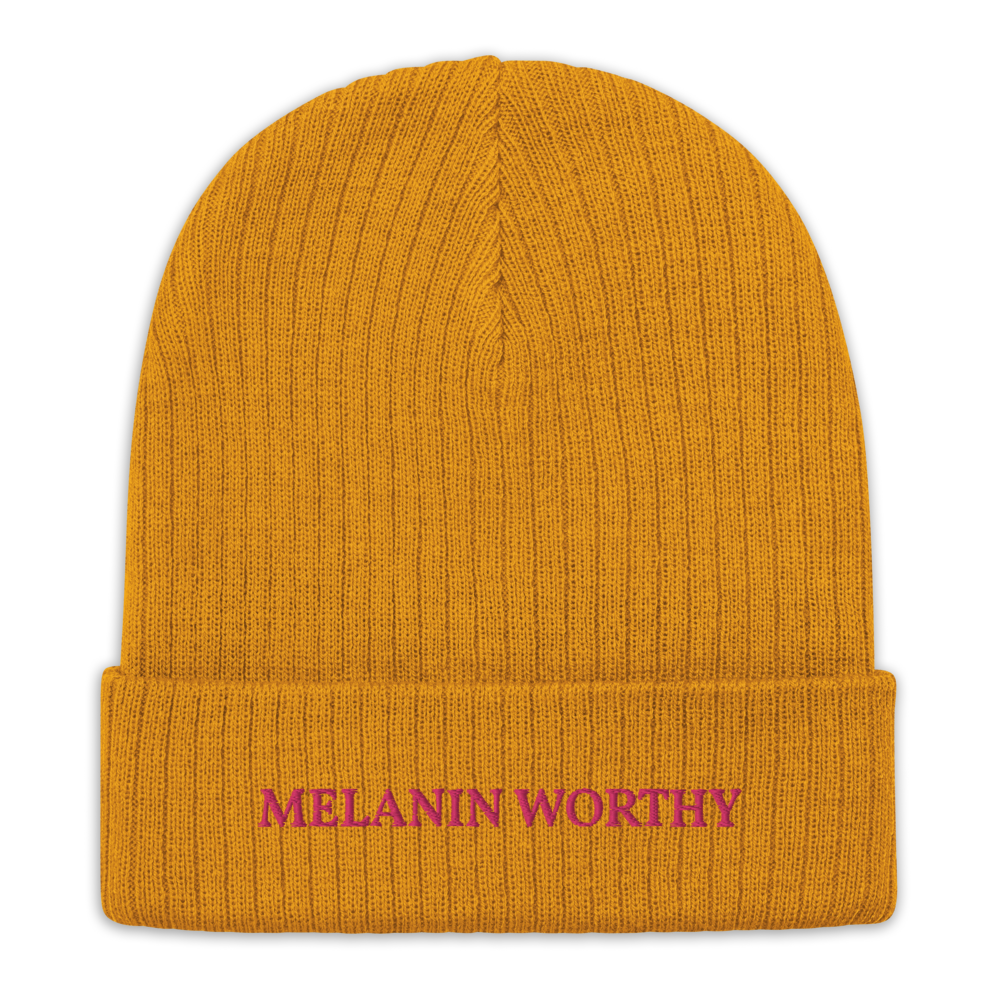 MELANIN WORHTY (PINK) ECO FRIENDLY cuffed beanie (MUSTARD YELLOW)