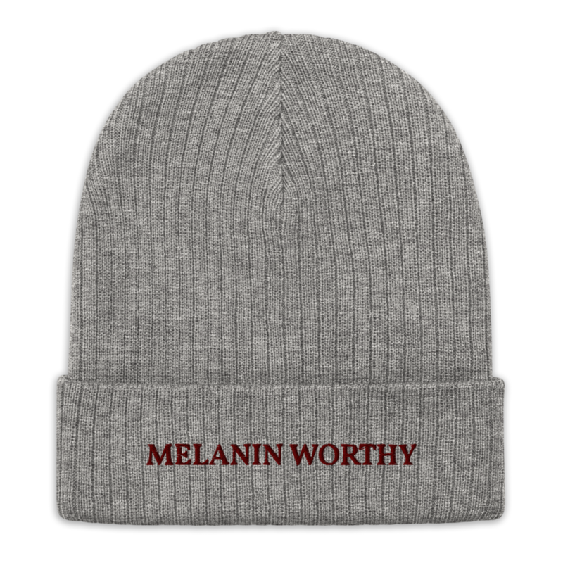MELANIN WORHTY (PLUM) ECO FRIENDLY cuffed beanie (LIGHT GREY MELANGE)