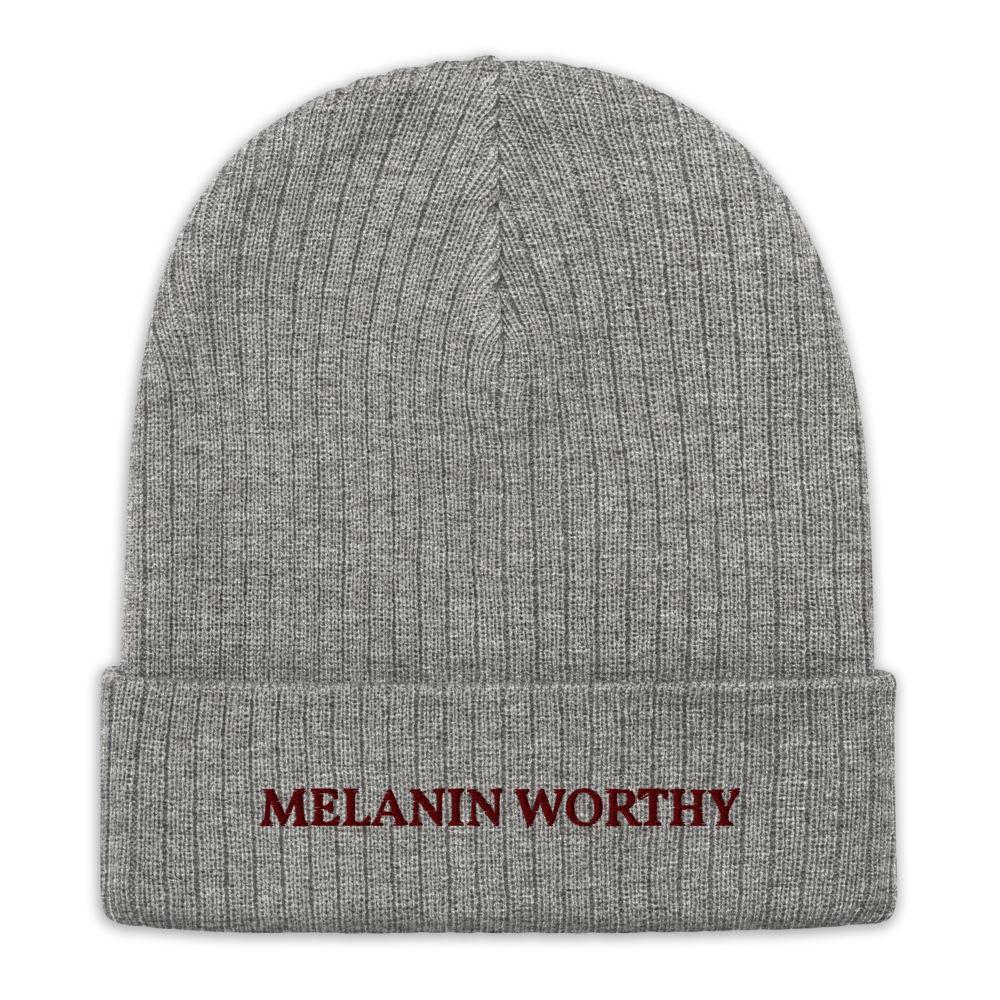 MELANIN WORHTY (PLUM) ECO FRIENDLY cuffed beanie (LIGHT GREY MELANGE)