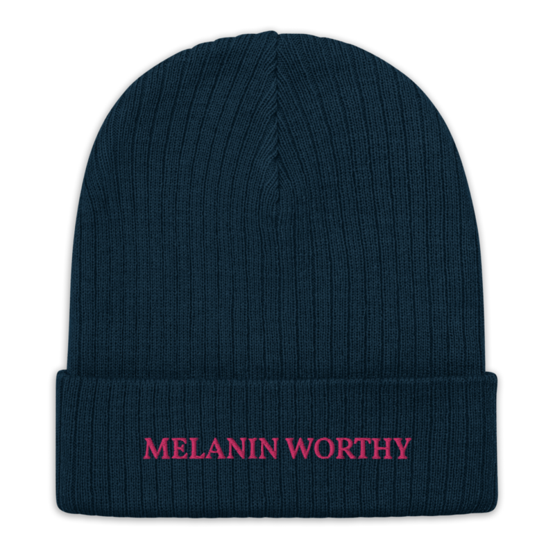 MELANIN WORHTY (PINK) ECO FRIENDLY cuffed beanie (NAVY BLUE)