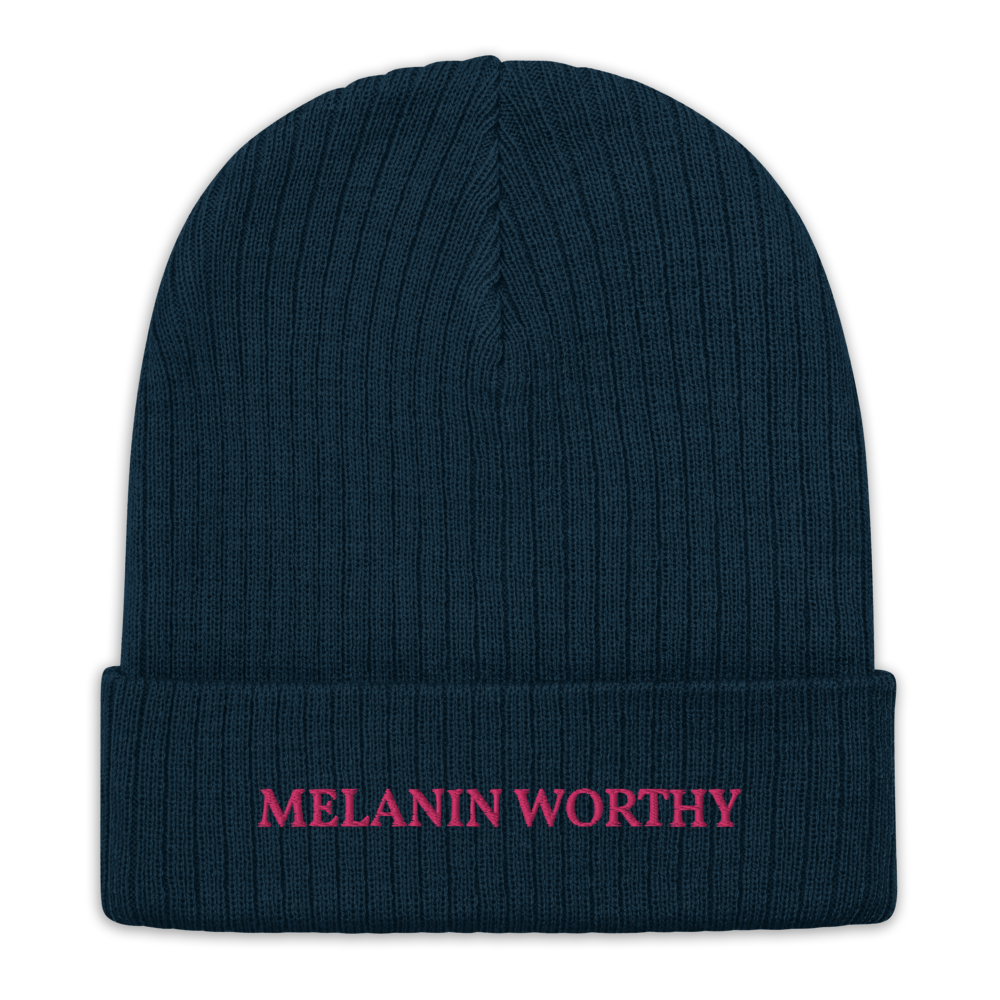 MELANIN WORHTY (PINK) ECO FRIENDLY cuffed beanie (NAVY BLUE)