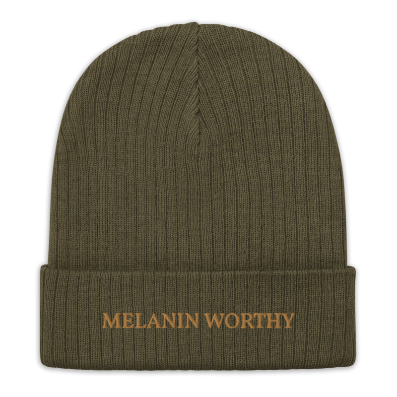 MELANIN WORHTY (OLD GOLD) ECO FRIENDLY cuffed beanie (OLIVE GREEN)