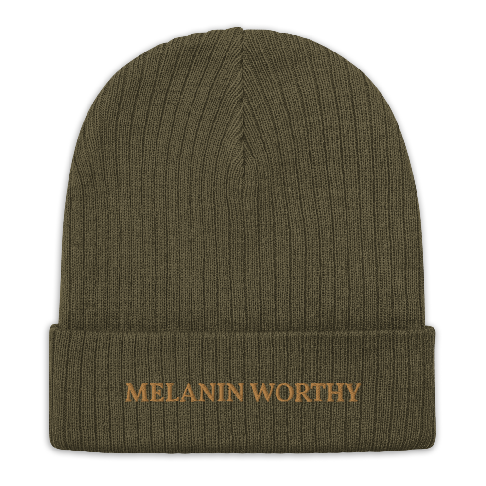 MELANIN WORHTY (OLD GOLD) ECO FRIENDLY cuffed beanie (OLIVE GREEN)